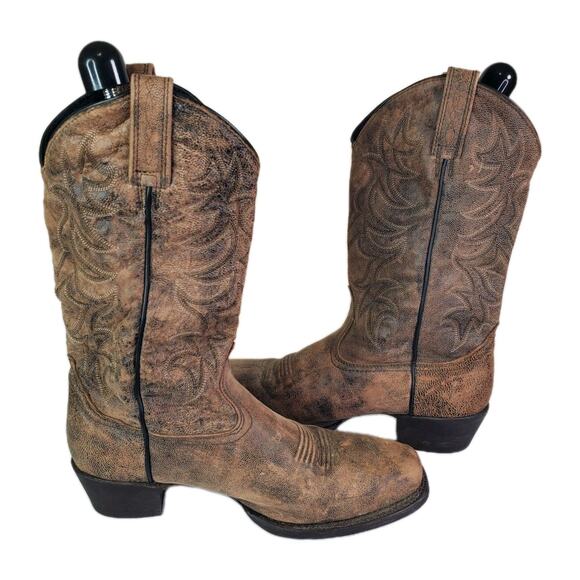 Laredo 68360 Marbled Distressed Leather Cowboy Western Boots Men 8 EW Extra Wide main image 4